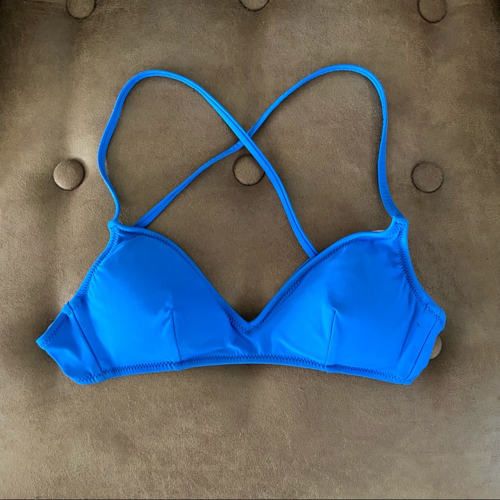 JCrew French Cross Back Triangle Bikini Top - Blue